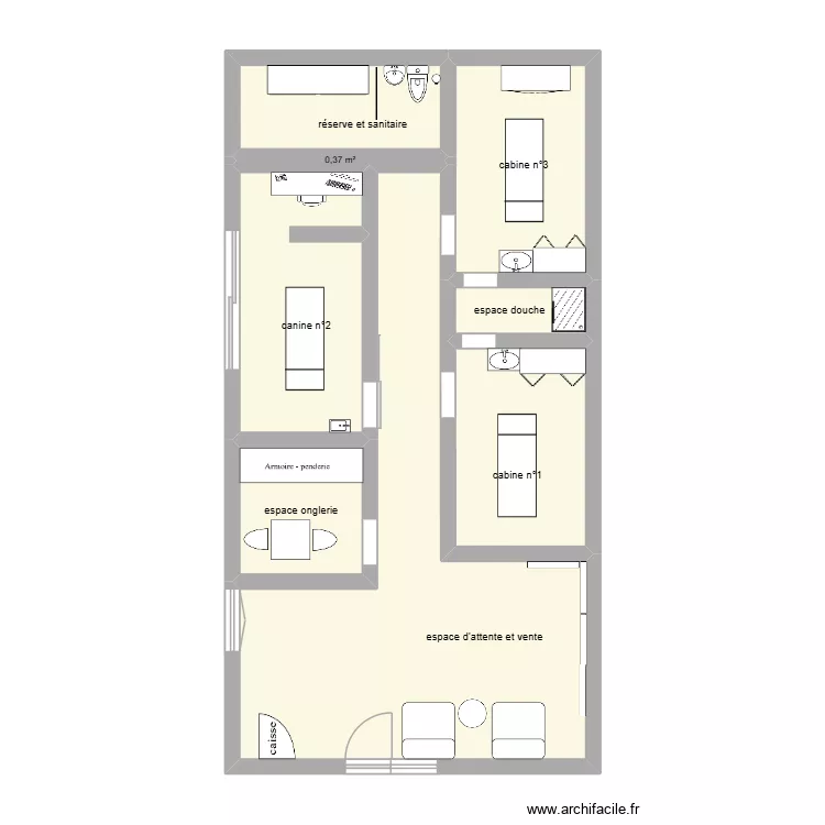 plan institut. Plan de 8  et 63 m²