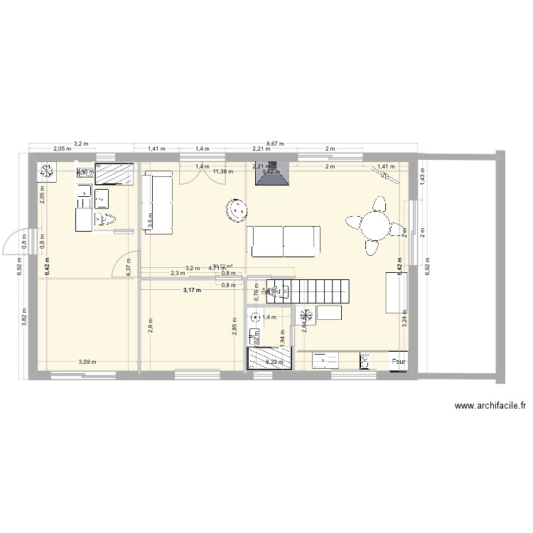 Plan Saint Girons de test (Marc). Plan de 2 pièces et 72 m2