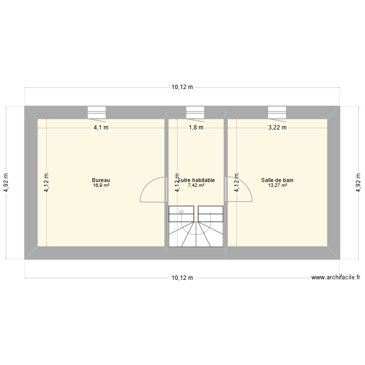GRAVIAC 1. Plan de 3 pièces et 38 m2