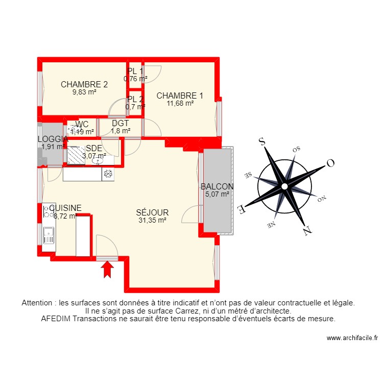 BI 16442 - . Plan de 16 pièces et 101 m2