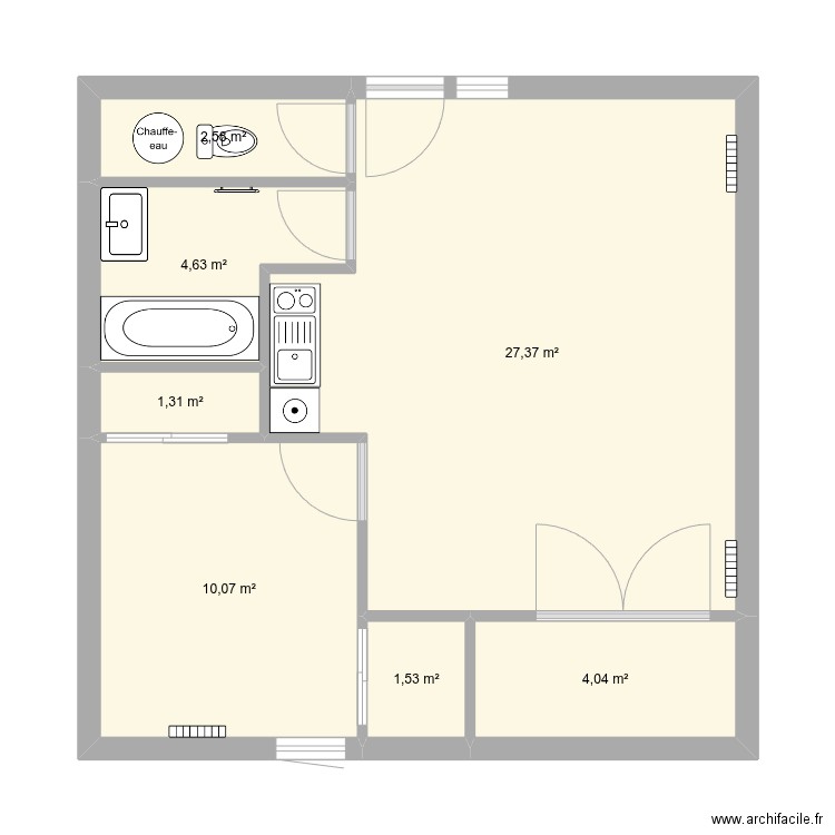 25avlangres. Plan de 7 pièces et 52 m2