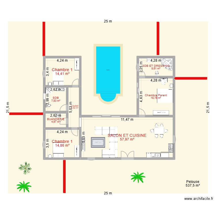 MONAAM. Plan de 8 pièces et 136 m2