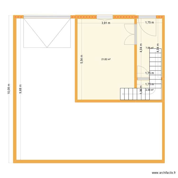 rez de causse 1. Plan de 3 pièces et 31 m2