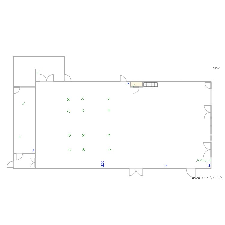 Tremplin salle de gym. Plan de 5 pièces et 99 m2