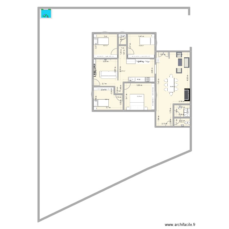 Maison_v5. Plan de 8 pièces et 109 m2