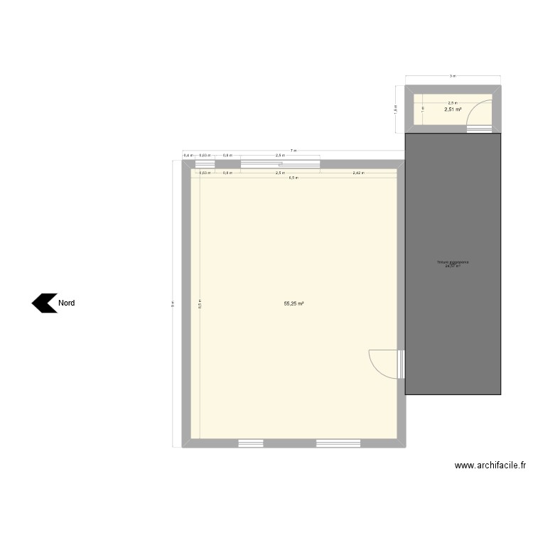 plan maison 21. Plan de 2 pièces et 58 m2