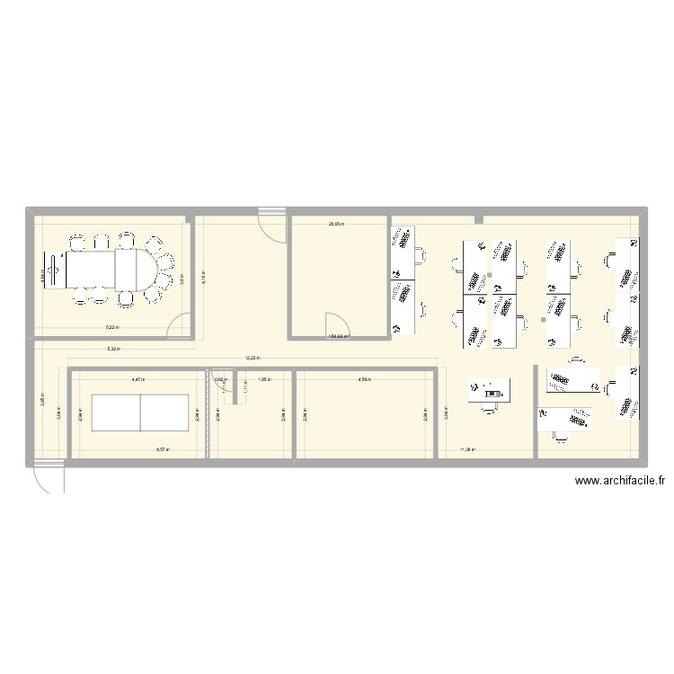 bureaux. Plan de 1 pièce et 159 m2
