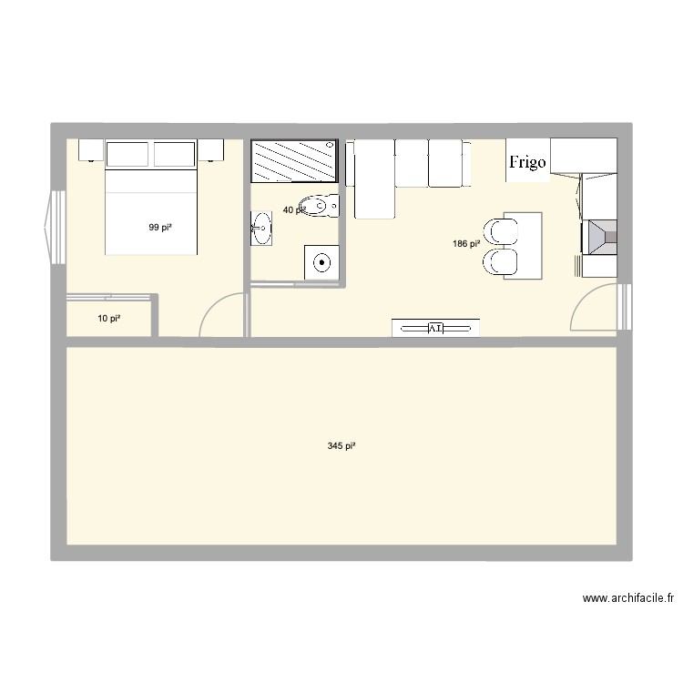 776-haut. Plan de 5 pièces et 63 m2