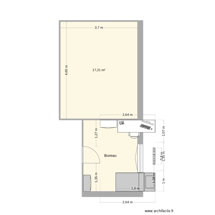 test. Plan de 2 pièces et 26 m2