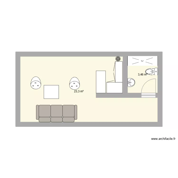 MTP. Plan de 2 Pièces et 27 m² MTP. Plan de 2 Pièces et 27 m²