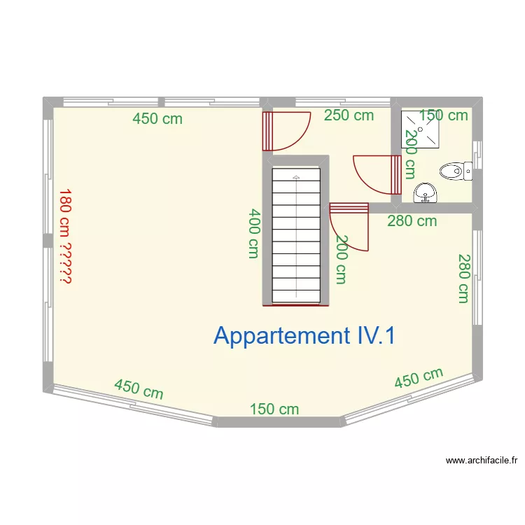 appartement IV donnees. Plan de 4  et 52 m²