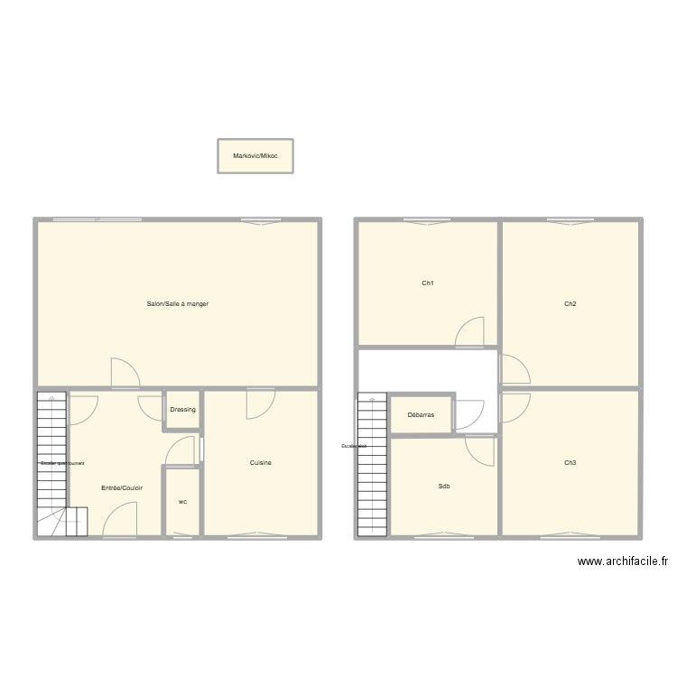 Markovic/Mikoc. Plan de 11 pièces et 126 m2