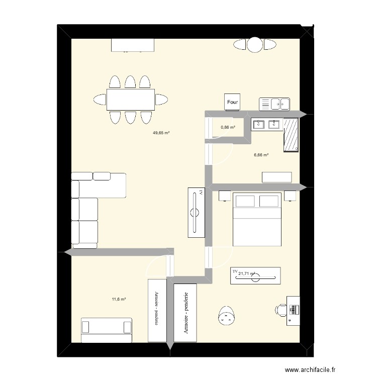 MAMAN. Plan de 5 pièces et 90 m2