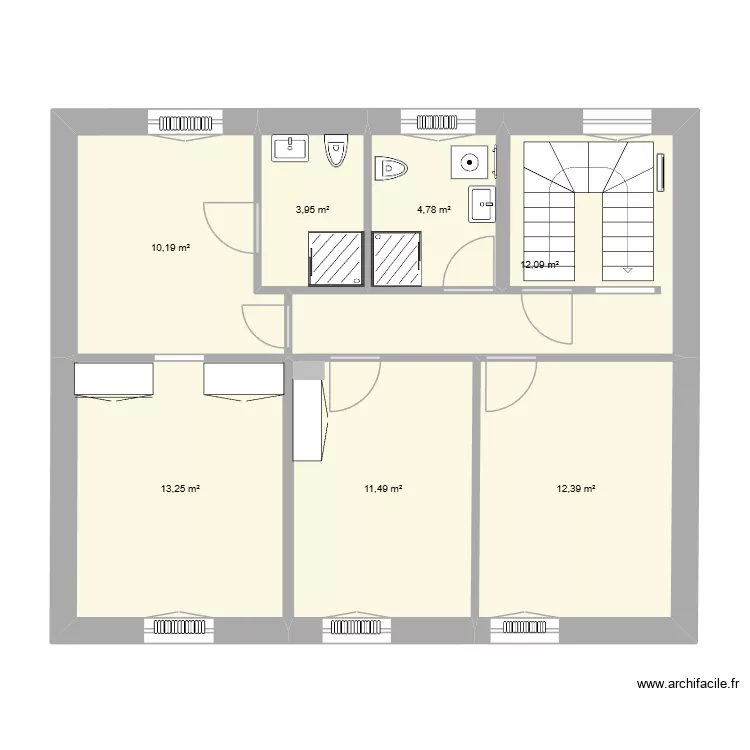 Etage 1 Office. Plan de 7 pièces et 68 m² Etage 1 Office. Plan de 7 pièces et 68 m²