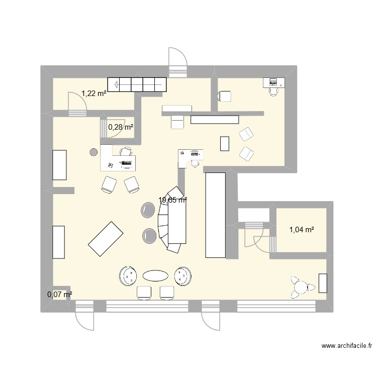 opticien de thenon. Plan de 5 pièces et 22 m2