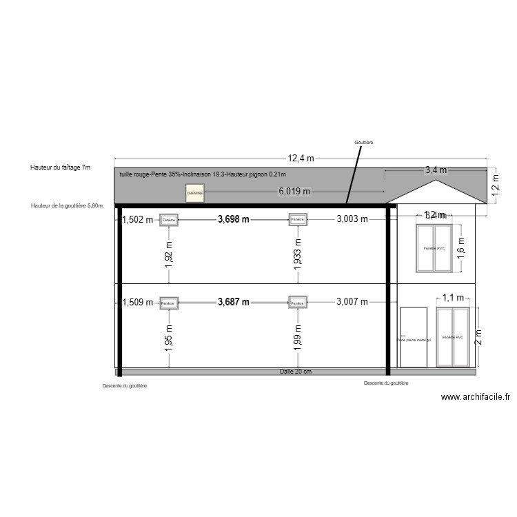 Façade SUD. Plan de 0 pièce et 0 m2