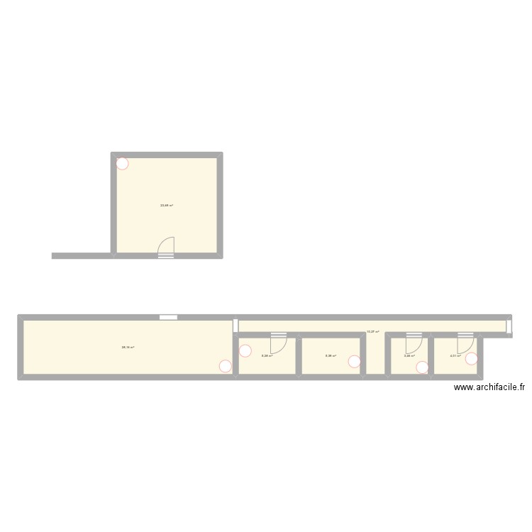 LGA nveau plan. Plan de 7 pièces et 80 m2