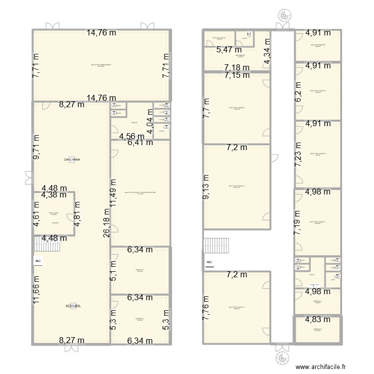 école. Plan de 31 pièces et 862 m2