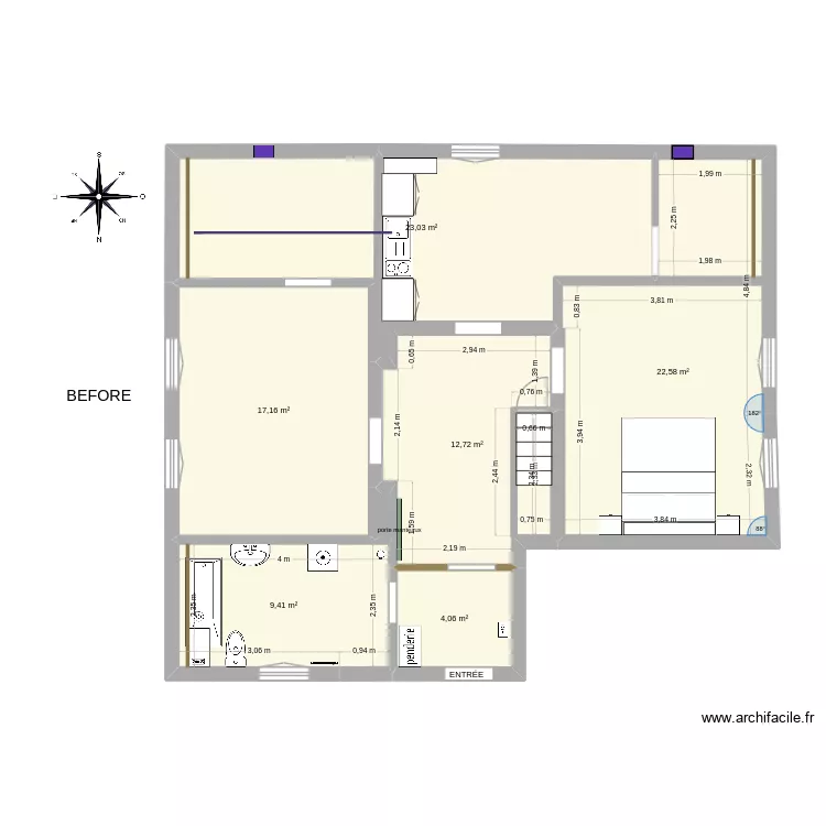 Marco actual apart.. Plan de 7  et 89 m²