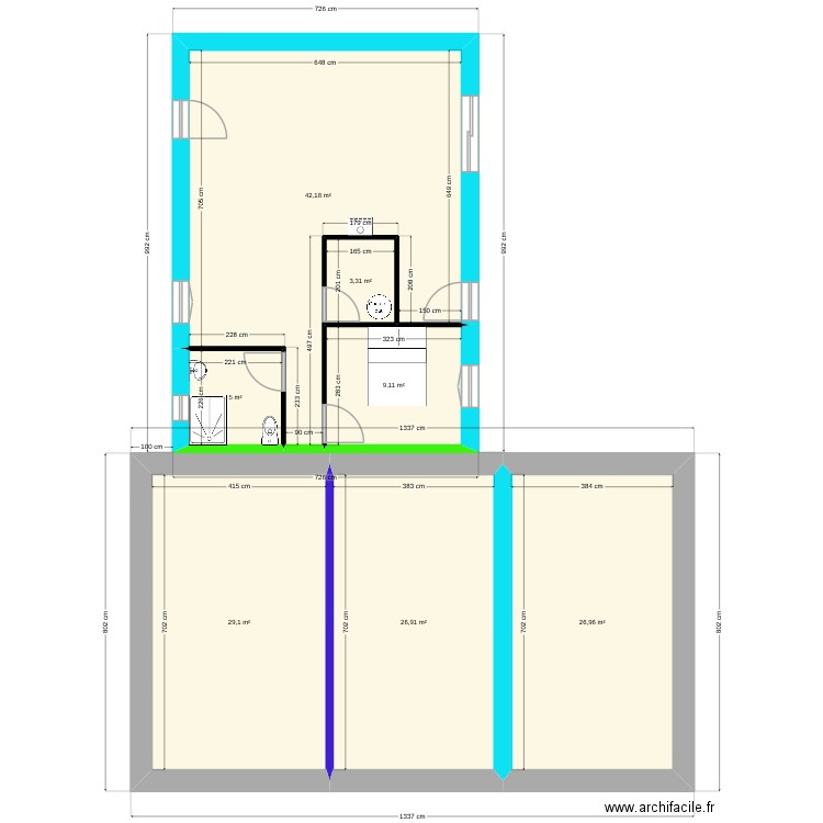 modification extension. Plan de 7 pièces et 143 m2