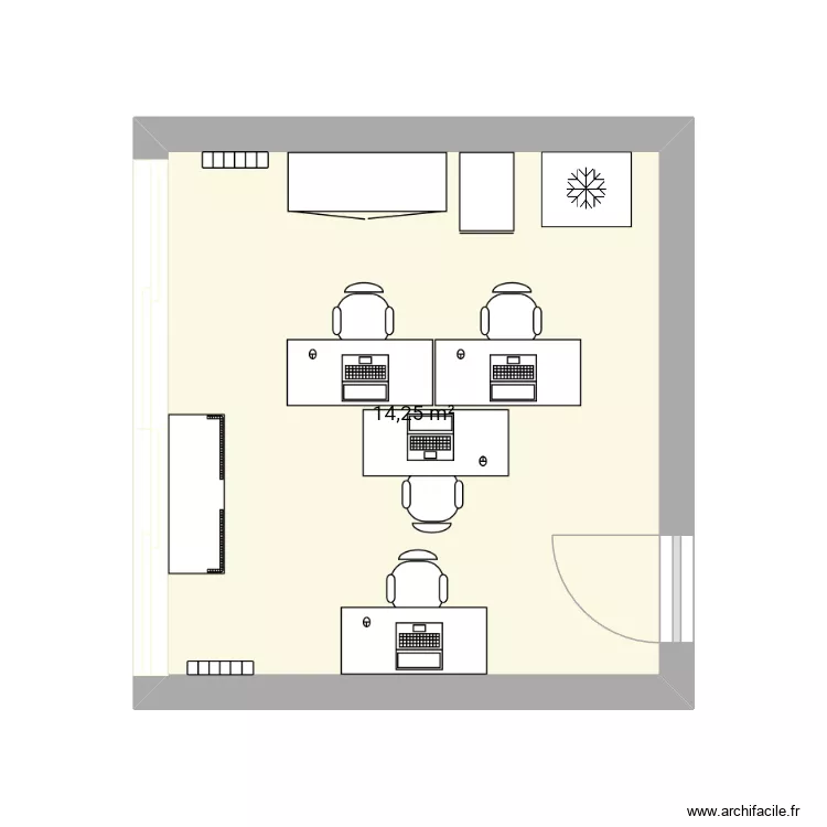 Bureau id&eacute;e 1. Plan de 1  et 14 m²