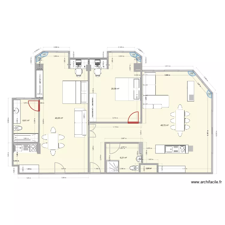 plan condo original modif 2. Plan de 7  et 124 m²