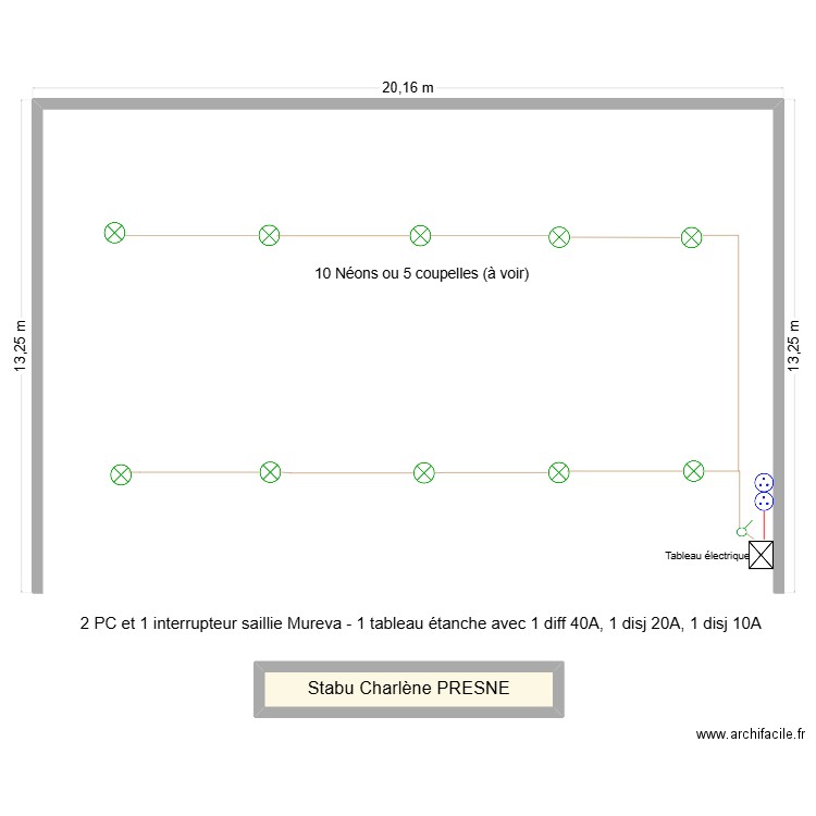 Stabu Charlene PRESNE. Plan de 1 pièce et 8 m2
