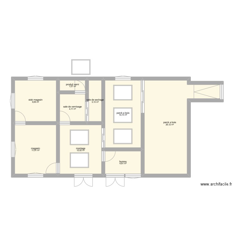future atelier. Plan de 9 pièces et 88 m2