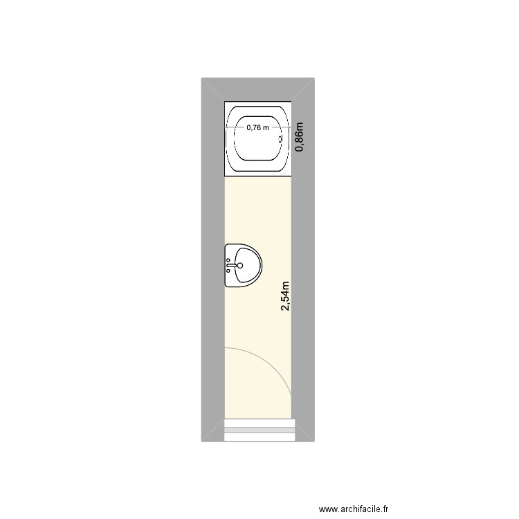 Pièce d'eau. Plan de 1 pièce et 3 m2