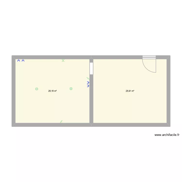 rez de chaussée. Plan de 2 Pièces et 52 m² rez de chaussée. Plan de 2 Pièces et 52 m²