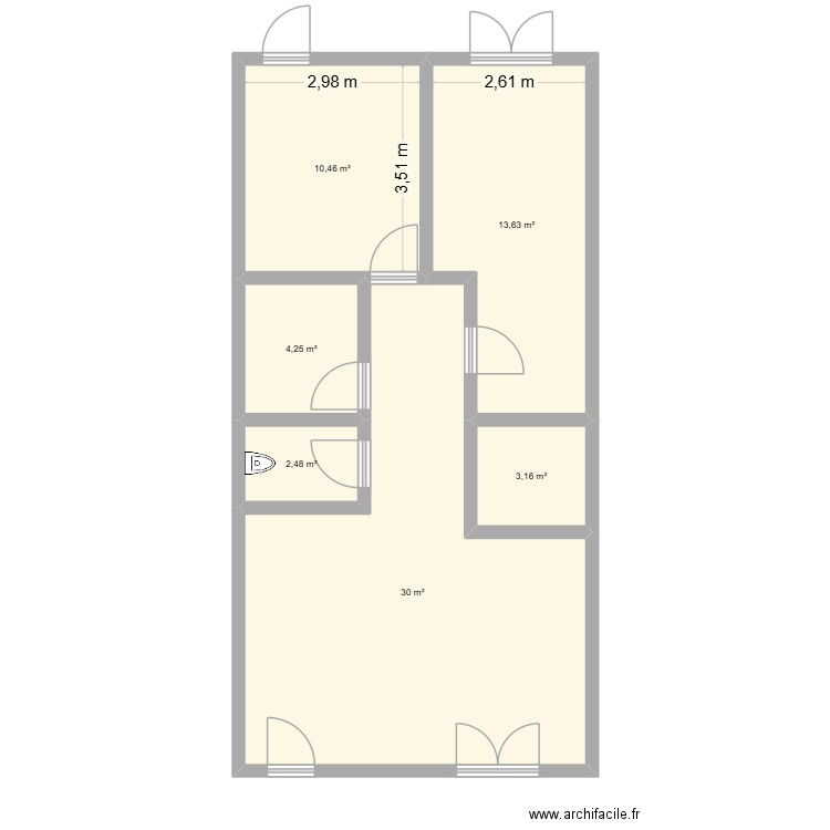 appart 78m2 st christol. Plan de 6 pièces et 64 m2