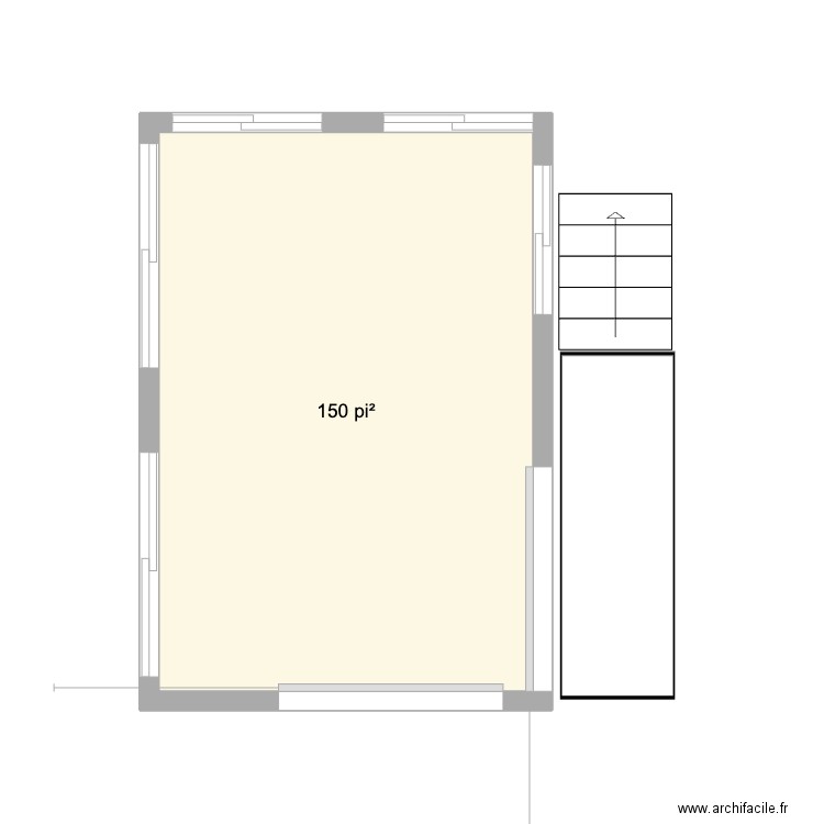 escalier. Plan de 1 pièce et 14 m2
