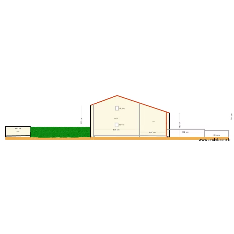 facade ouest 2. Plan de 4  et 95 m²
