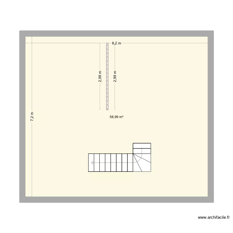 RDC Projet Port D&rsquo;Attache. Plan de 1  et 59 m²