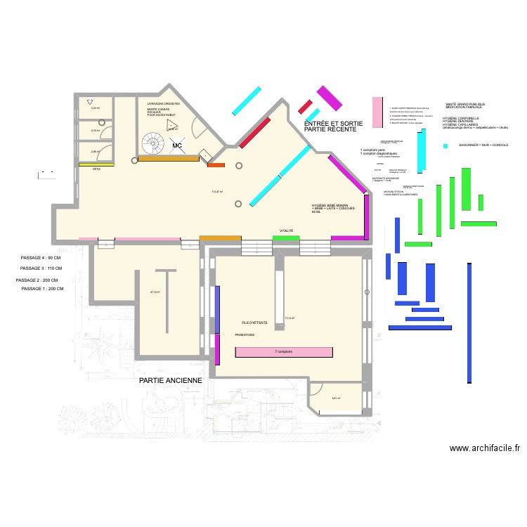 Plan pharmacie Entière 23. Plan de 8 pièces et 255 m2