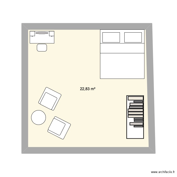 LOU. Plan de 1 pièce et 23 m2