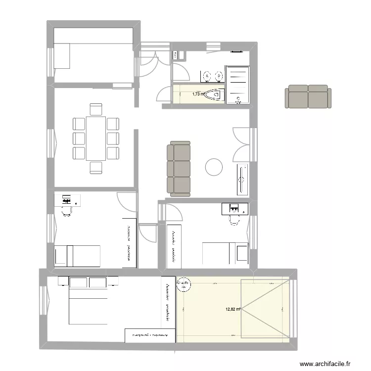 reno maison 28 ch de rossignolis. Plan de 2  et 15 m²