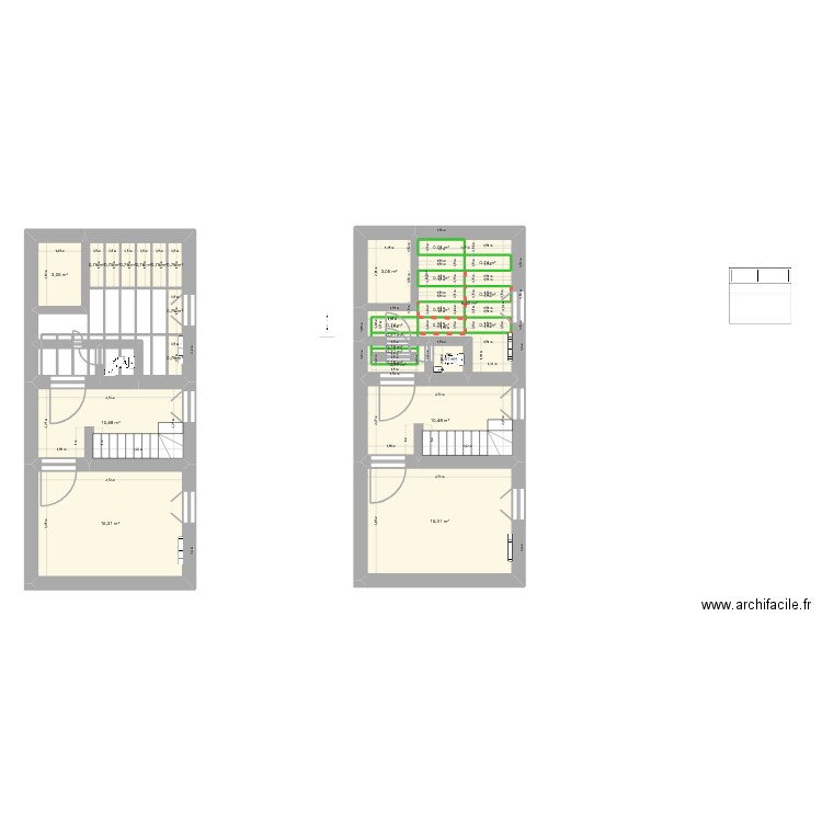 Chambre Emilien plaque sol. Plan de 29 pièces et 80 m2