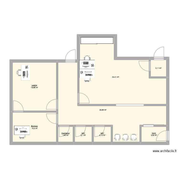 Nouvel accueil - version BIS. Plan de 9 pièces et 100 m2