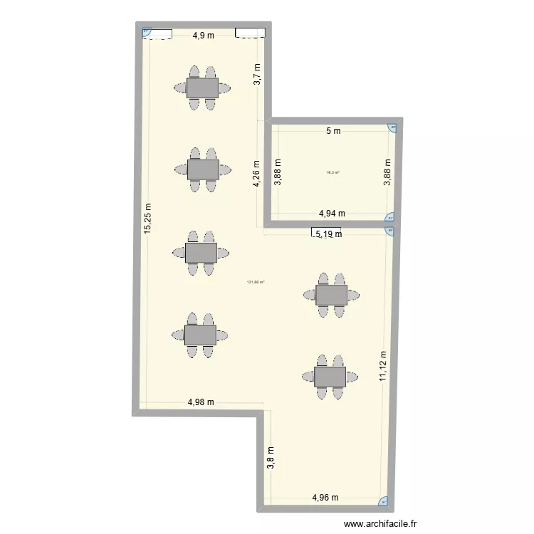 Atrium 2. Plan de 2 pièces et 151 m²