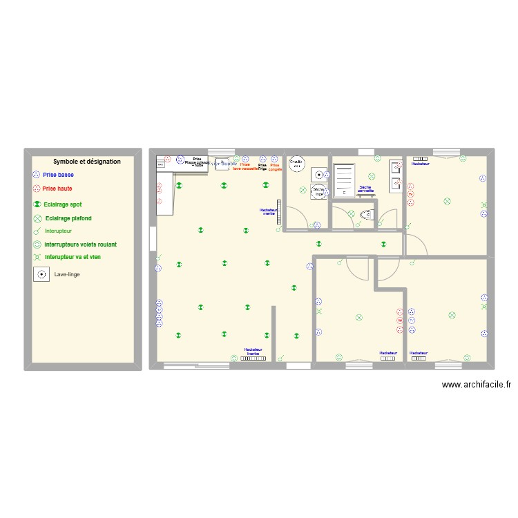 PLAN ELECTRICITER. Plan de 6 pièces et 115 m2