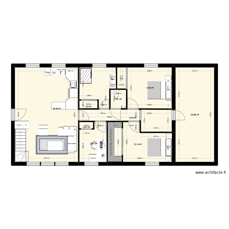 Messac. Plan de 9 pièces et 108 m2