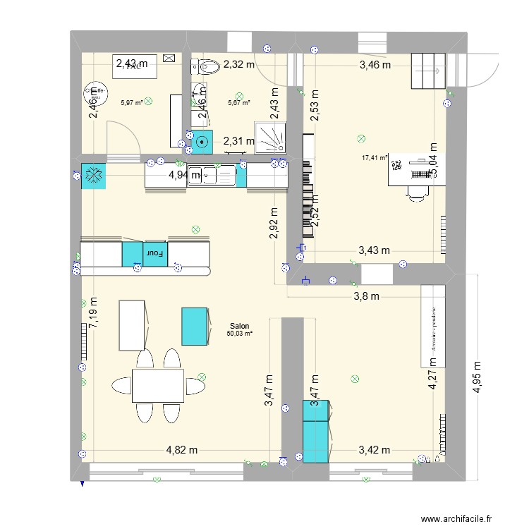 nouvelle pièce 4. Plan de 4 pièces et 79 m2