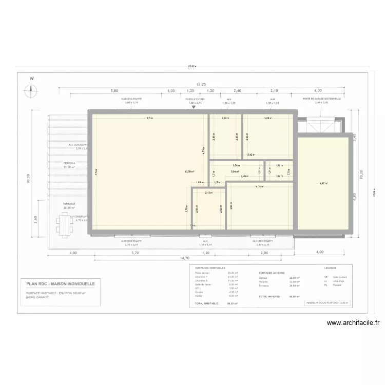 Maison bois 1. Plan de 3 et 116 m² Maison bois 1. Plan de 3 et 116 m²
