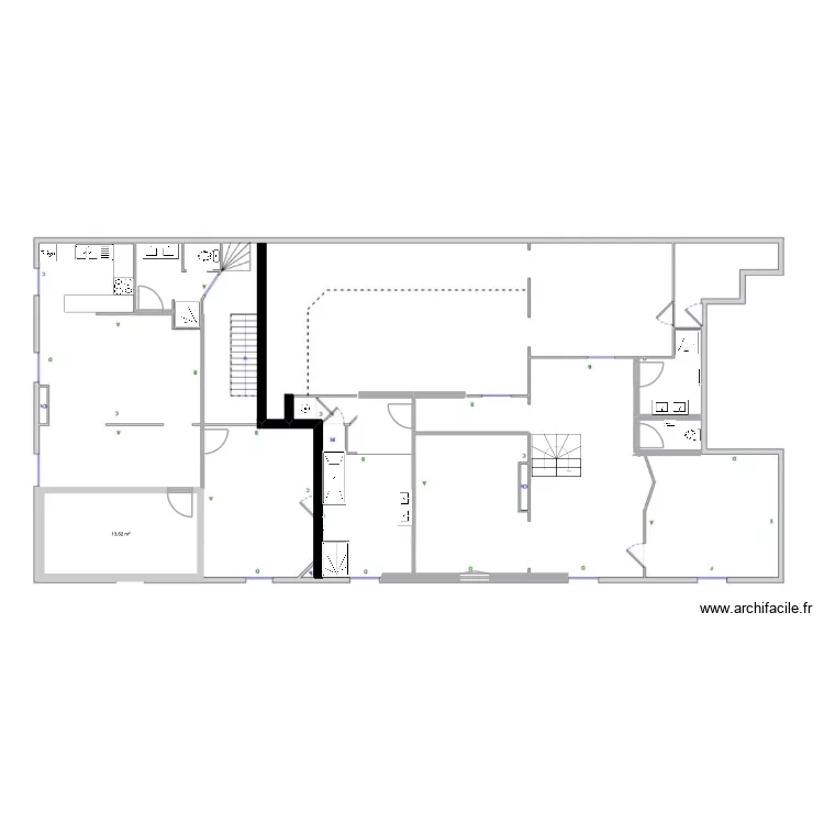1er etage Citadelle. Plan de 1  et 14 m²
