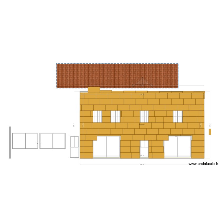 façade sud  fayolle avec iso. Plan de 0 pièce et 0 m2