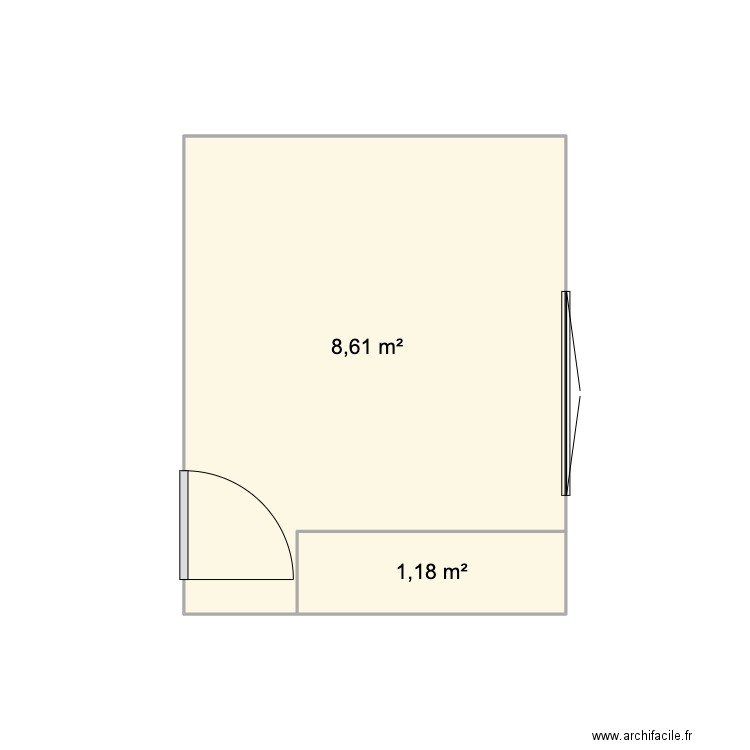 CHAMBRE CHIARA. Plan de 2 pièces et 10 m2