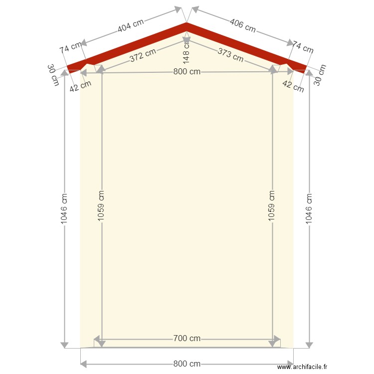 210m2 façade Nord actuel. Plan de 1 pièce et 79 m2