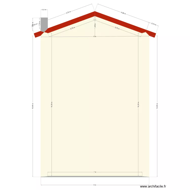 210m2 fa&ccedil;ade Nord actuel. Plan de 