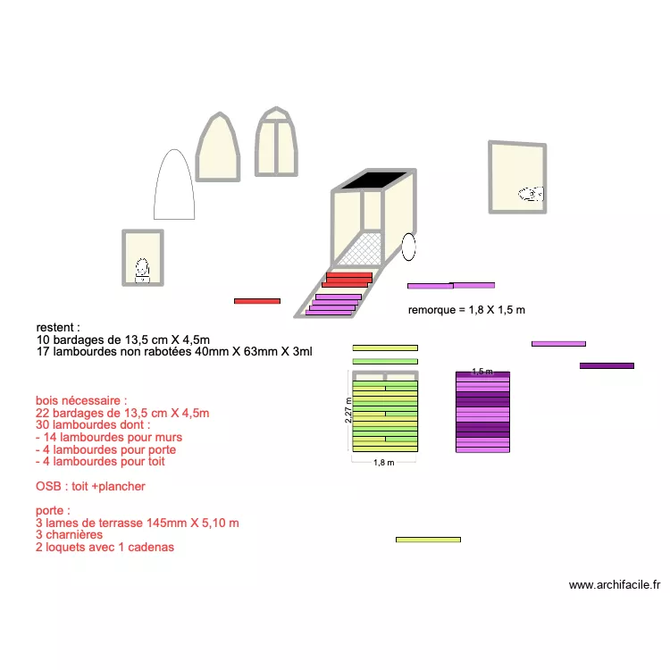 WC terrasse haute. Plan de 